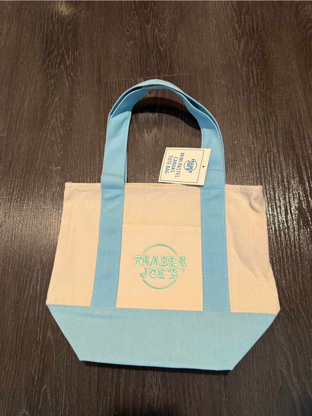 Trader Joe’s Baby Blue & Cream Canvas Tote Bag